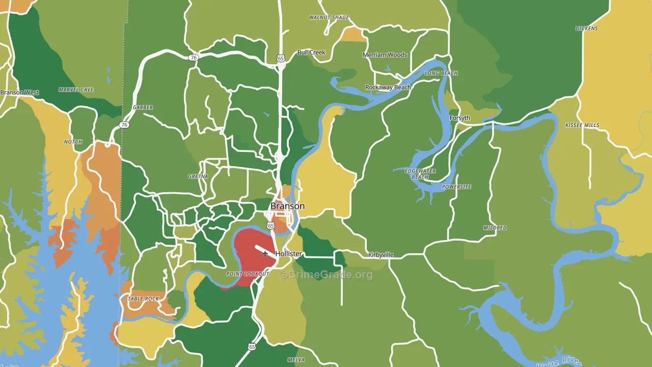 Taney County, MO Map of Murder Rates