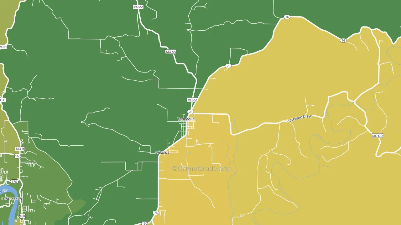 Taneyville, MO Map of Murder Rates