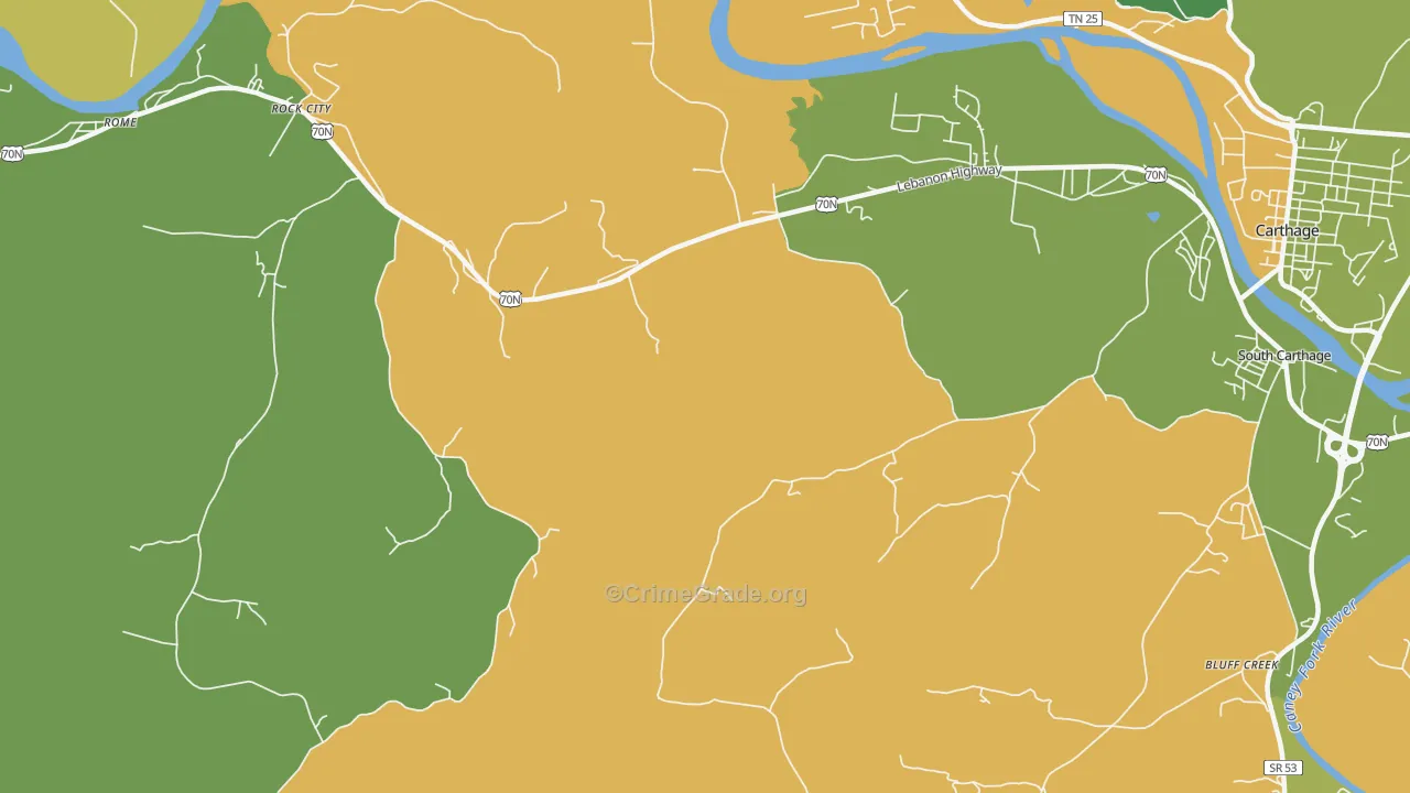 Tanglewood, TN Map of Murder Rates