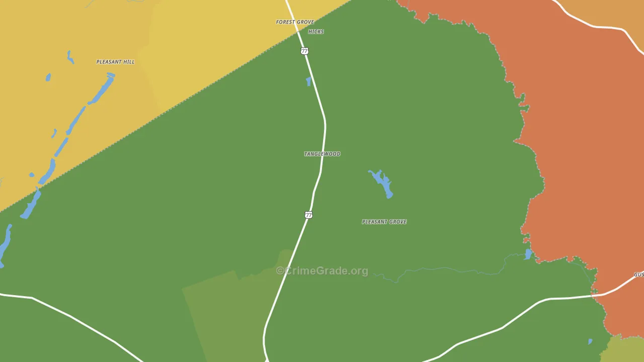 Tanglewood, TX Map of Murder Rates