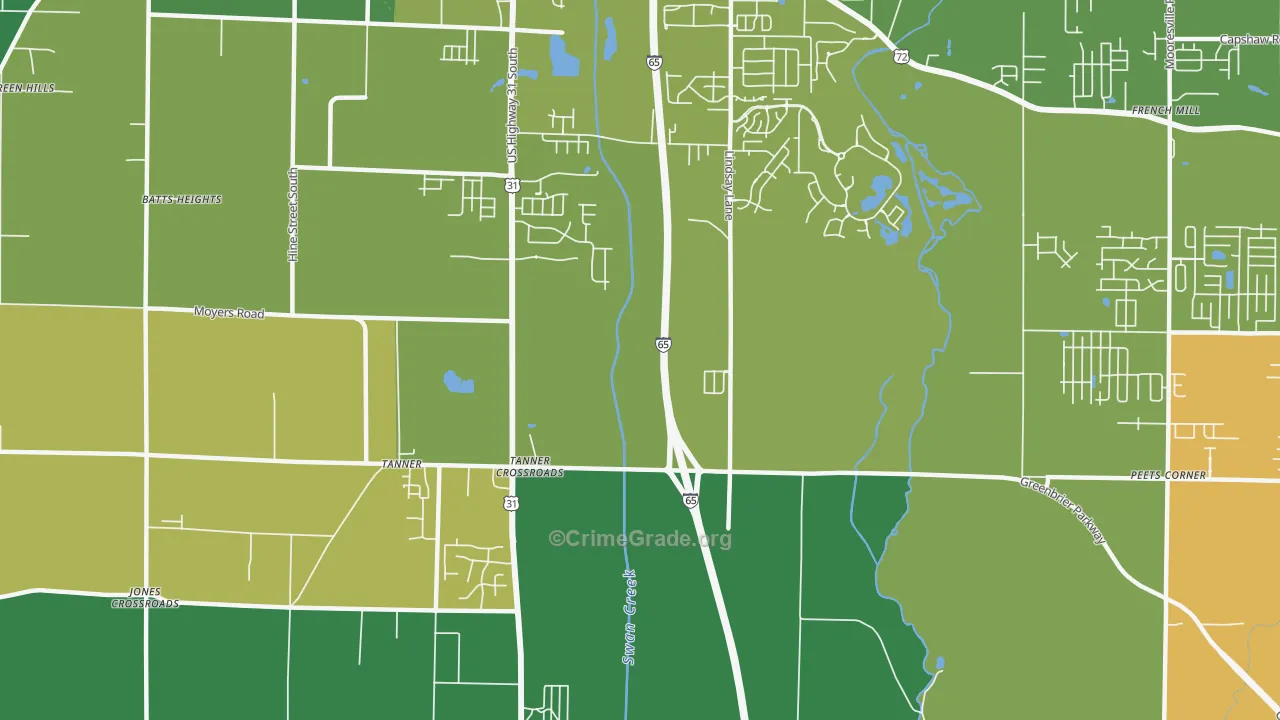 Tanner Crossroads, AL Map of Murder Rates