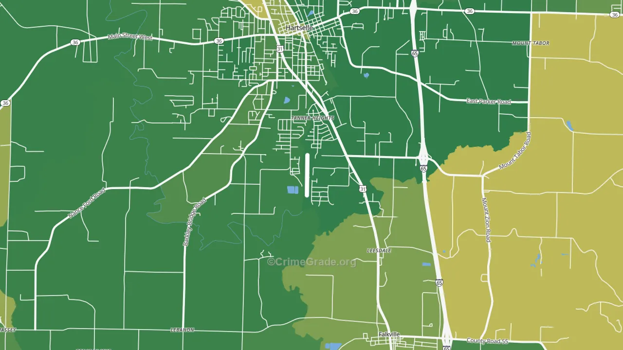 Tanner Heights, AL Map of Murder Rates