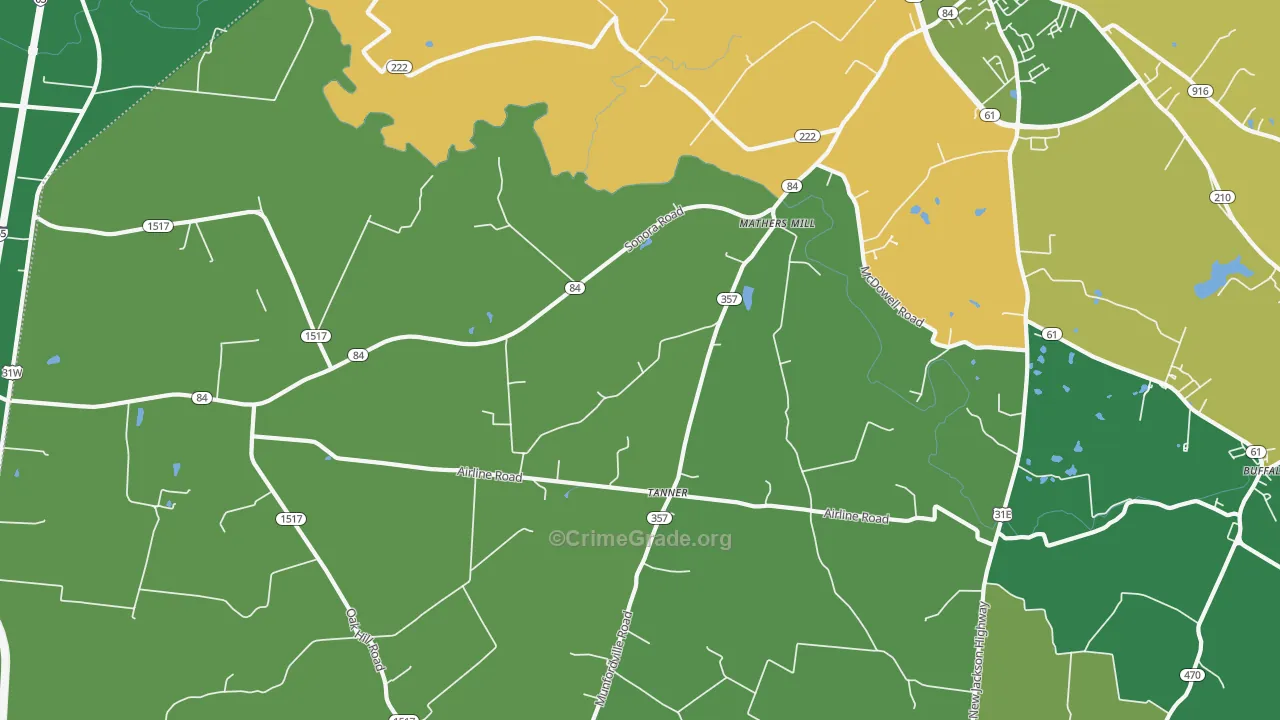 Tanner, KY Map of Murder Rates