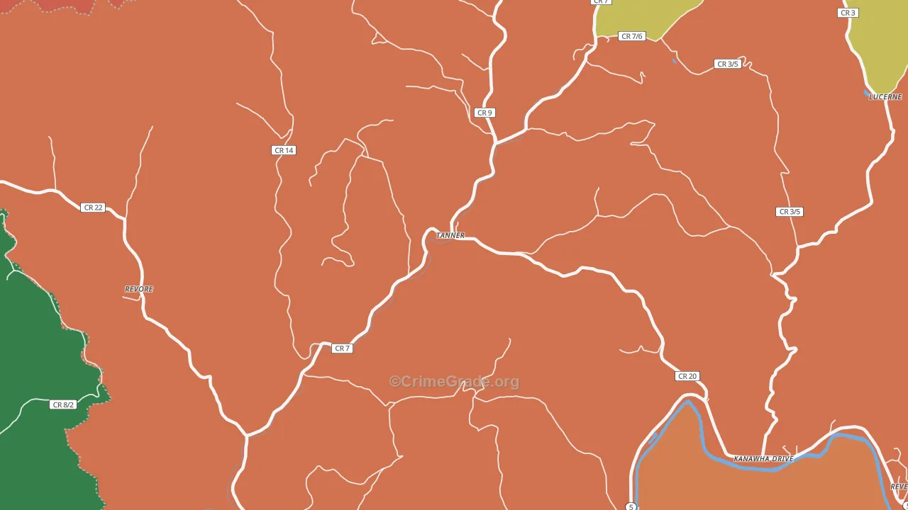 Tanner, WV Map of Murder Rates