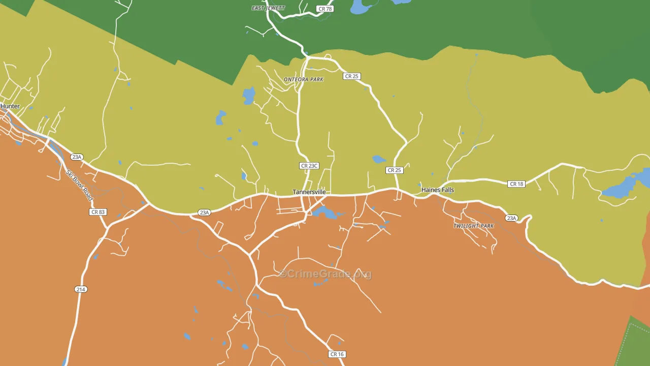 Tannersville, NY Map of Murder Rates