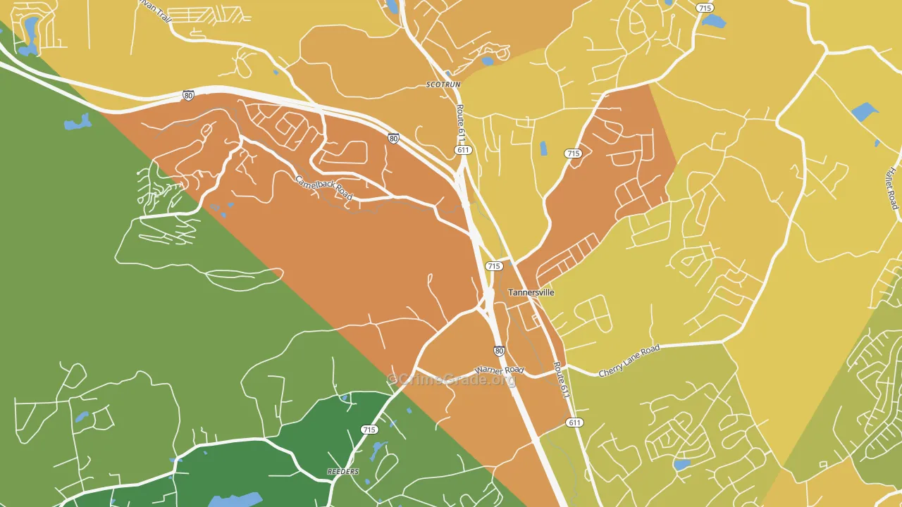 Tannersville, PA Map of Murder Rates