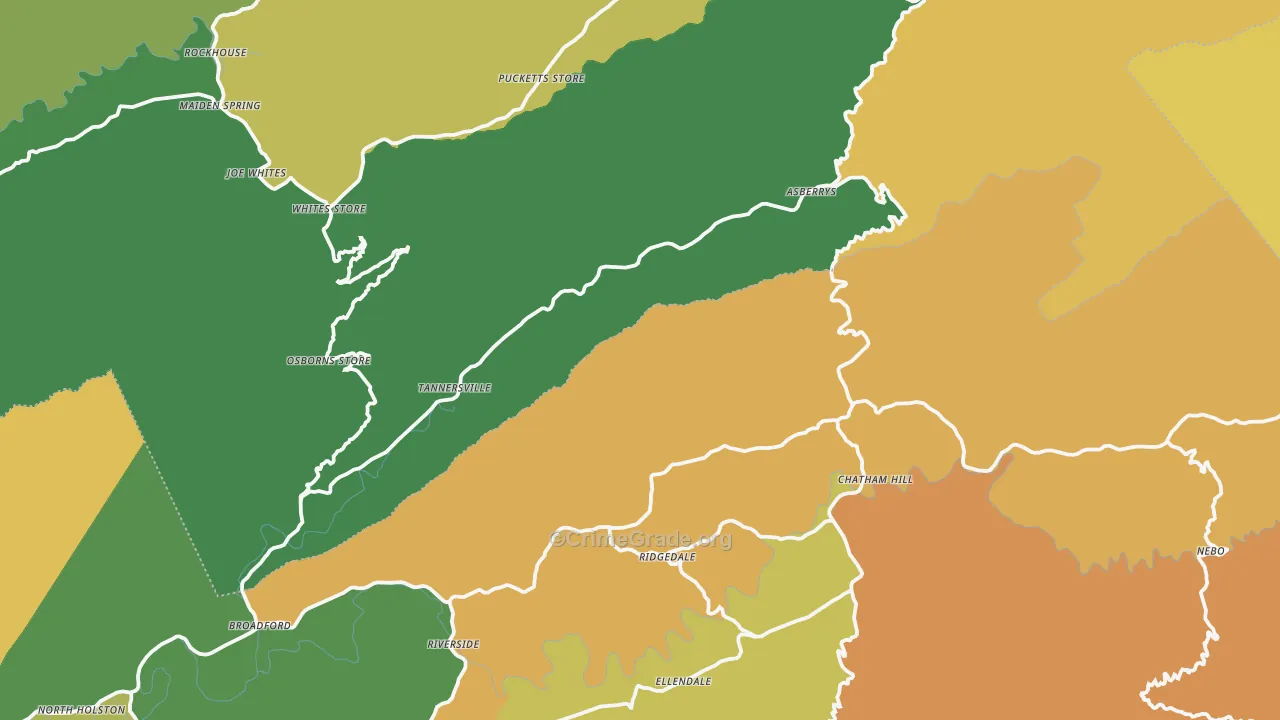 Tannersville, VA Map of Murder Rates