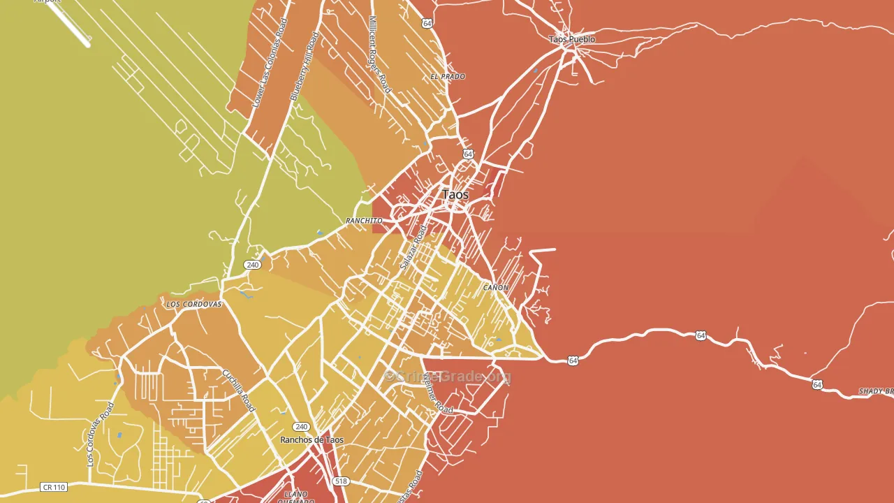 Taos, NM Map of Murder Rates