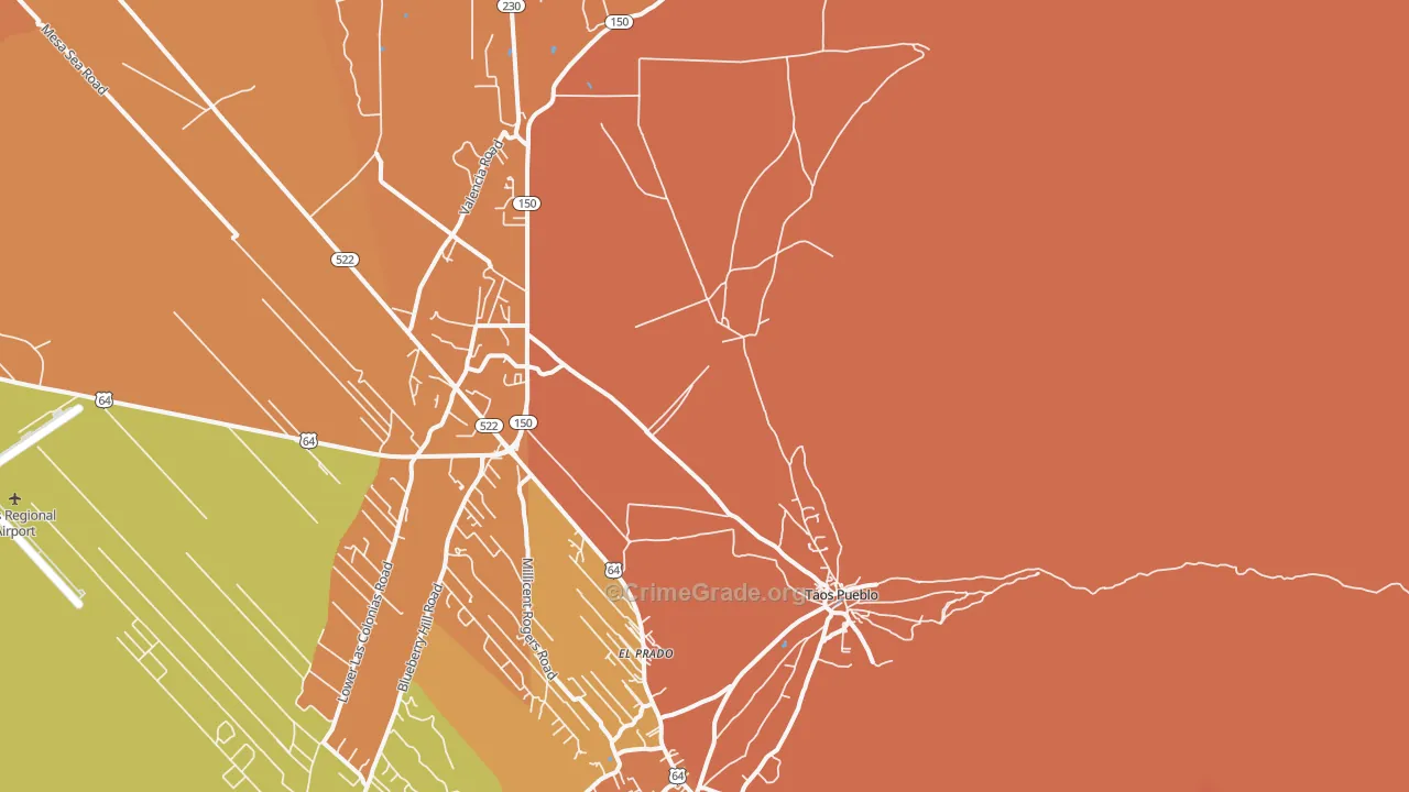 Taos Pueblo, NM Map of Murder Rates