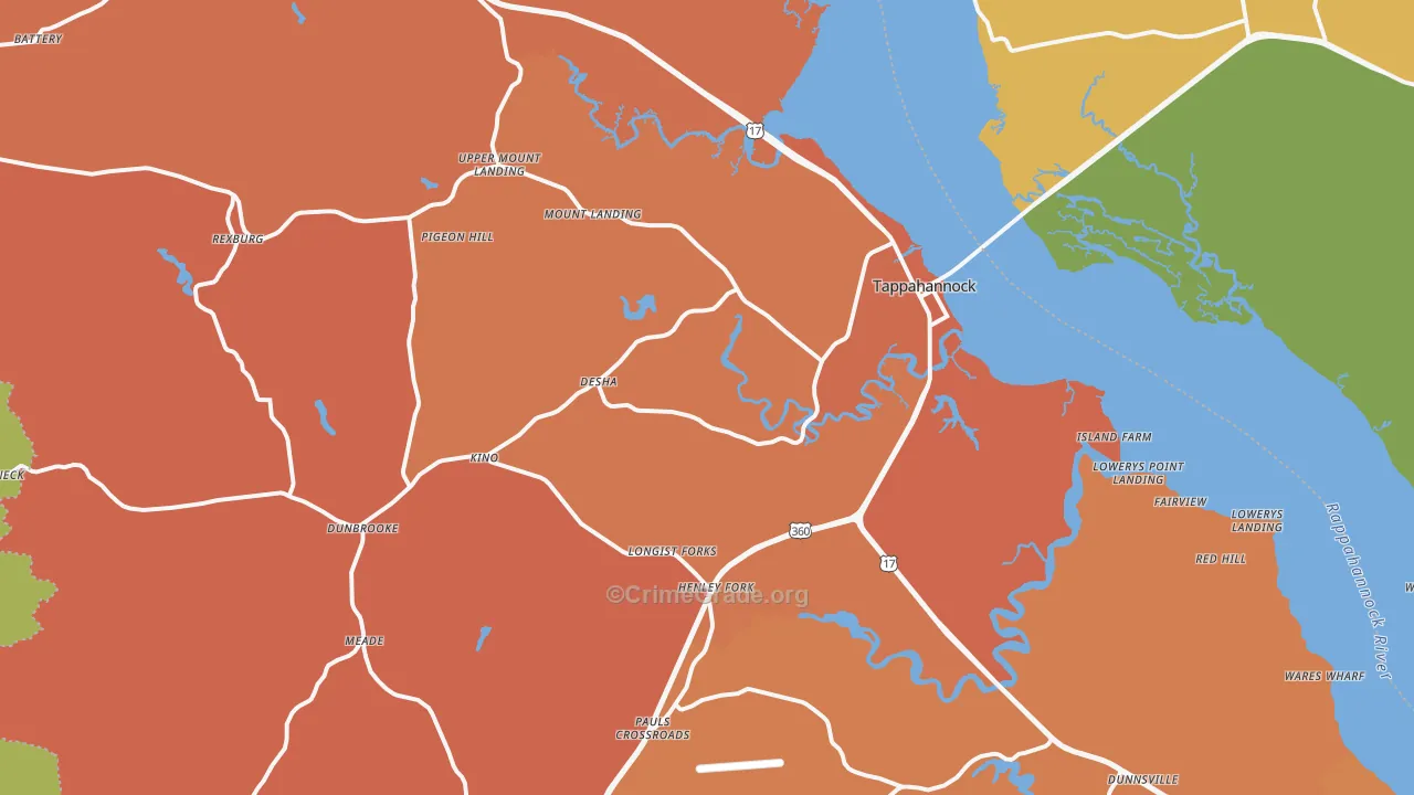 Tappahannock, VA Map of Murder Rates
