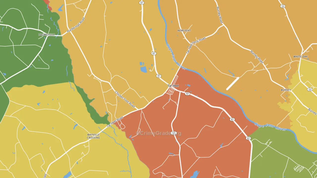 Tar Heel, NC Map of Murder Rates