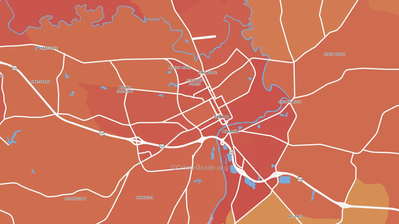 Tarboro, NC Map of Murder Rates