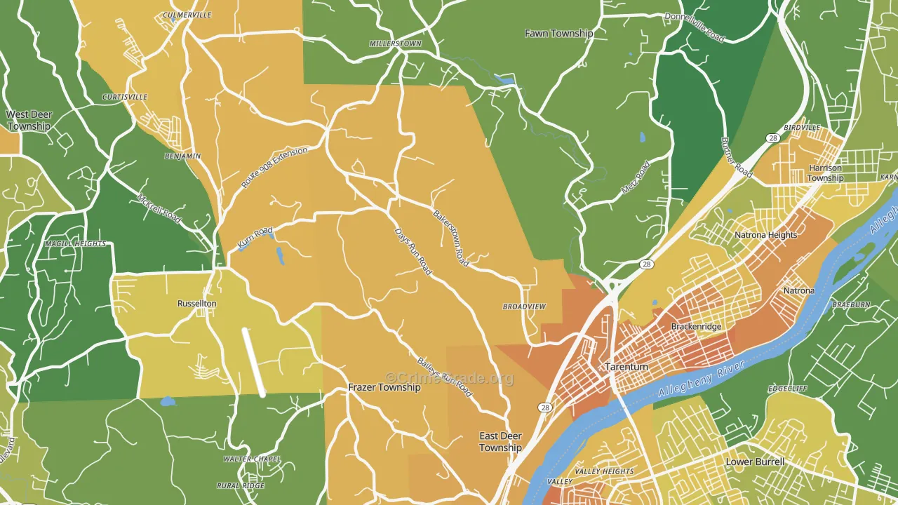 Tarentum, PA Map of Murder Rates