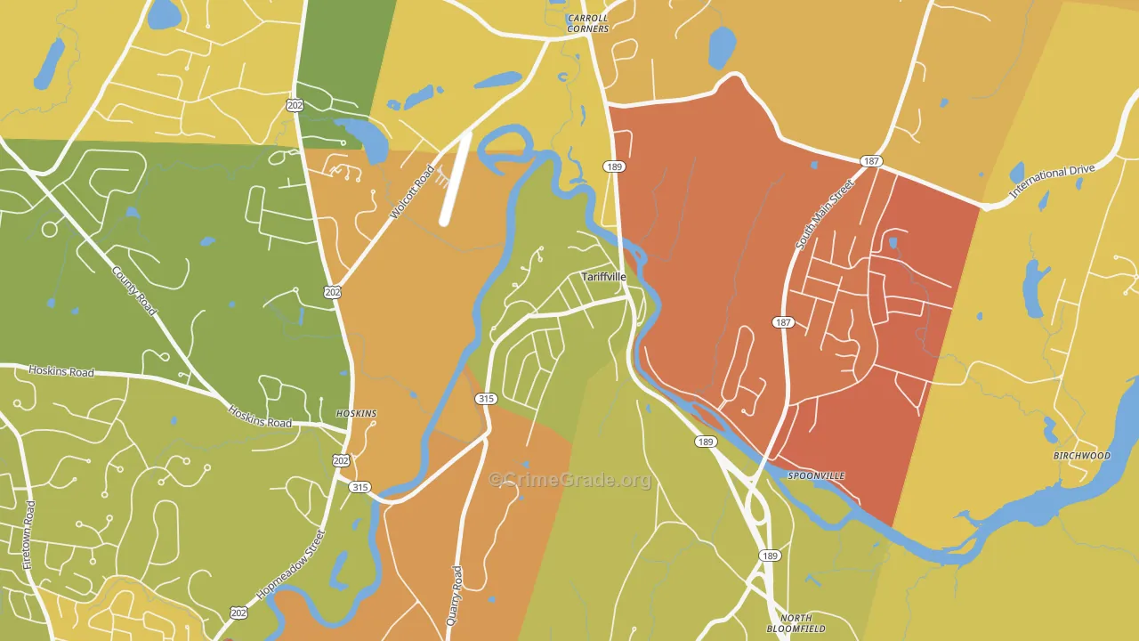 Tariffville, CT Map of Murder Rates