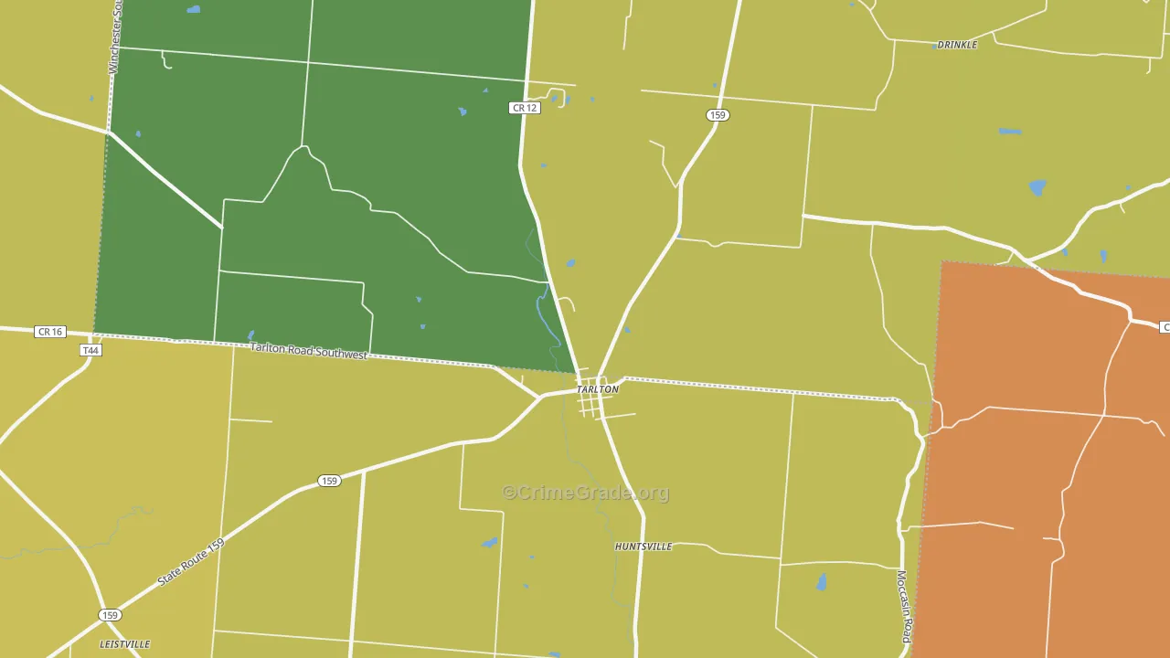 Tarlton, OH Map of Murder Rates