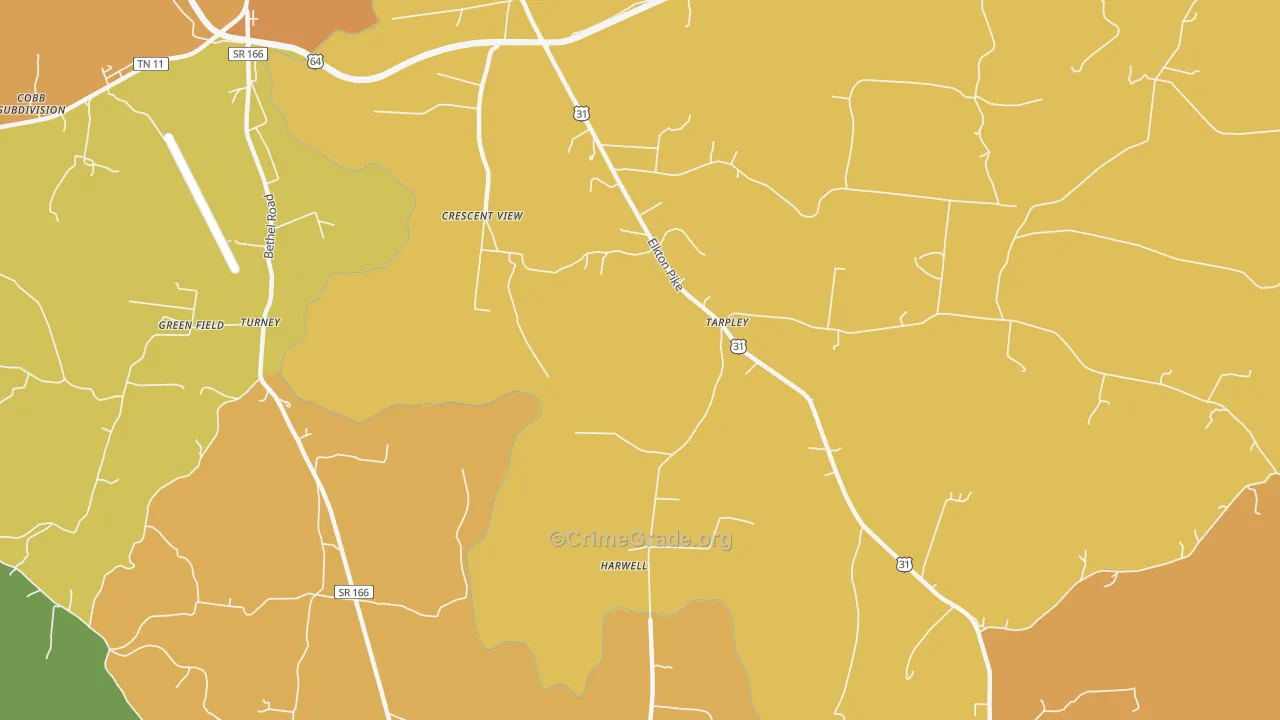 Tarpley, TN Map of Murder Rates