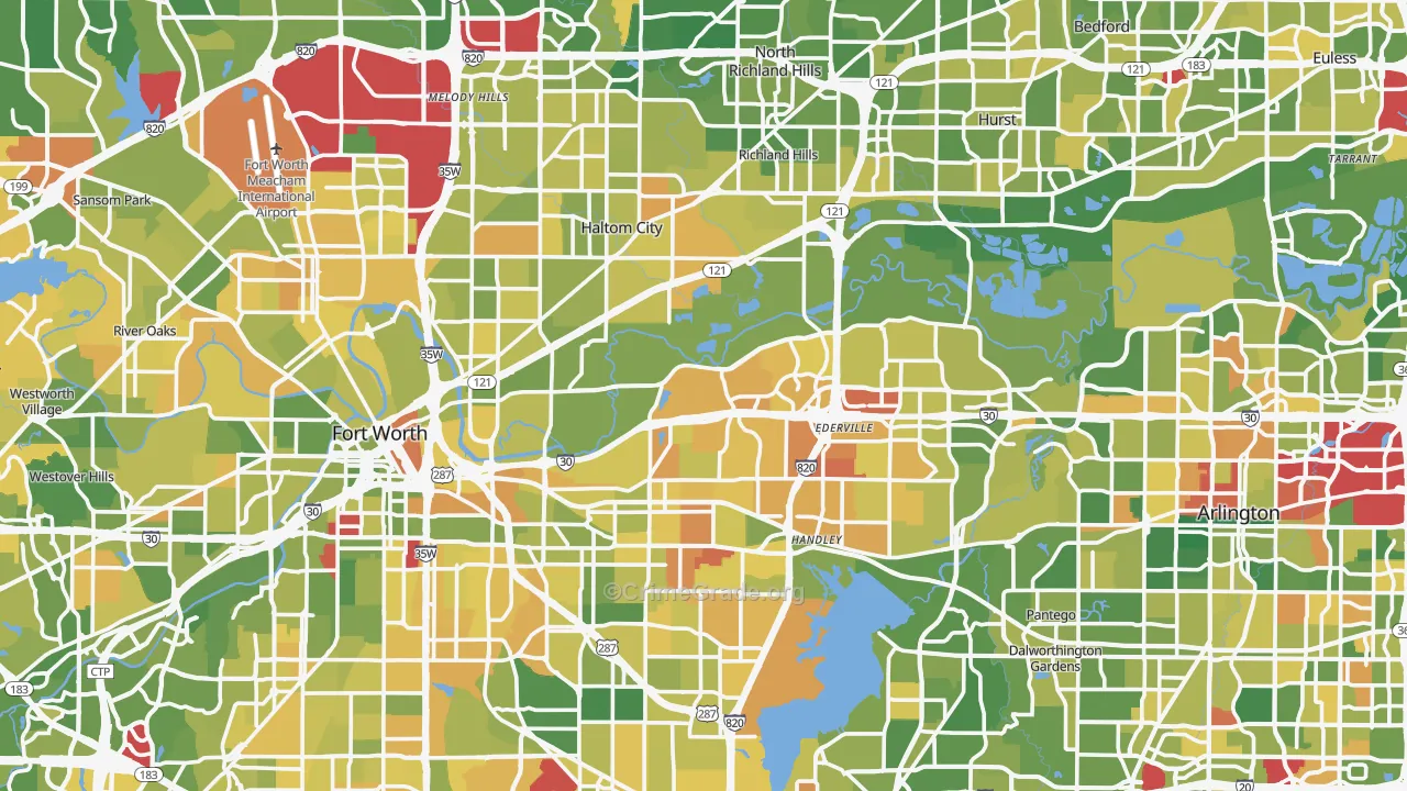 Tarrant County, TX Map of Murder Rates
