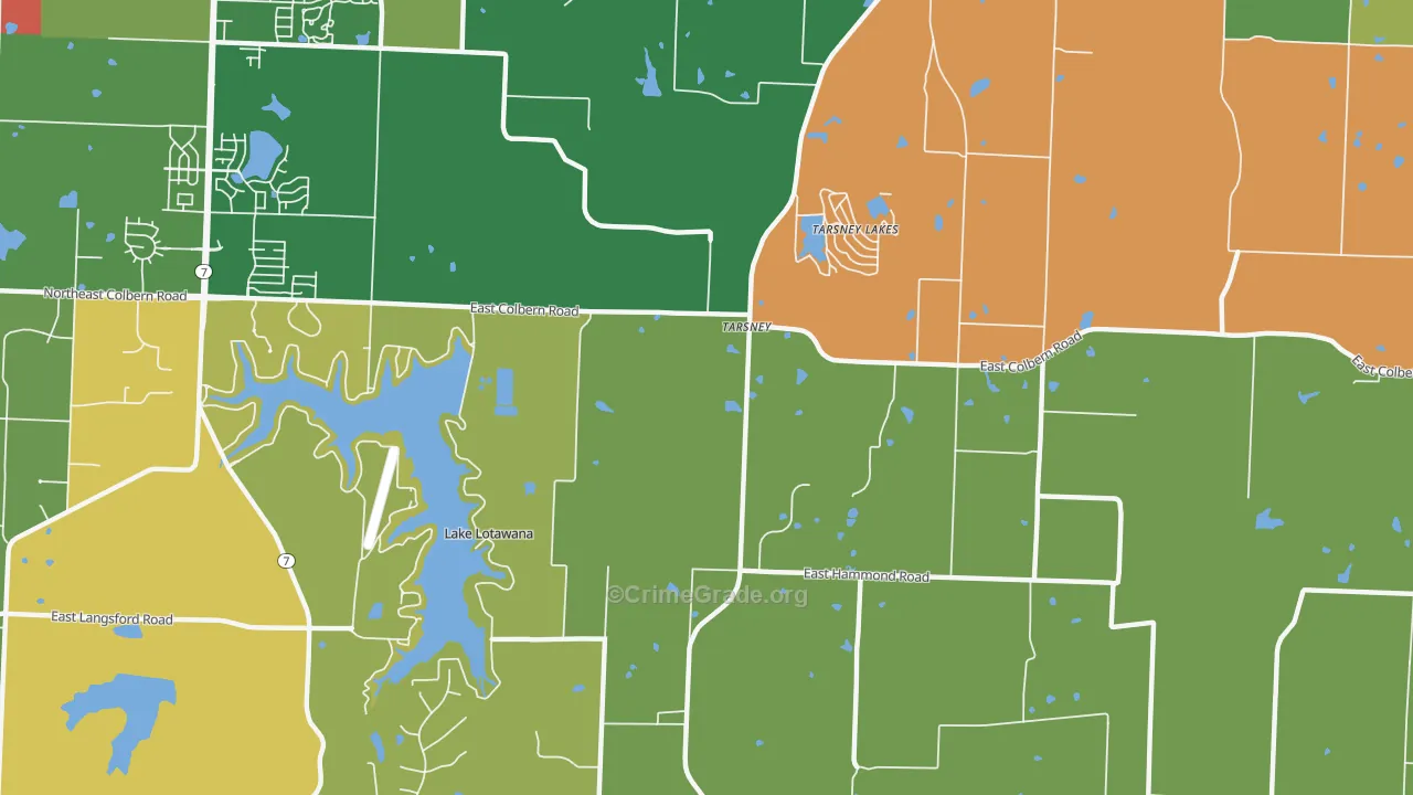 Tarsney Lakes, MO Map of Murder Rates