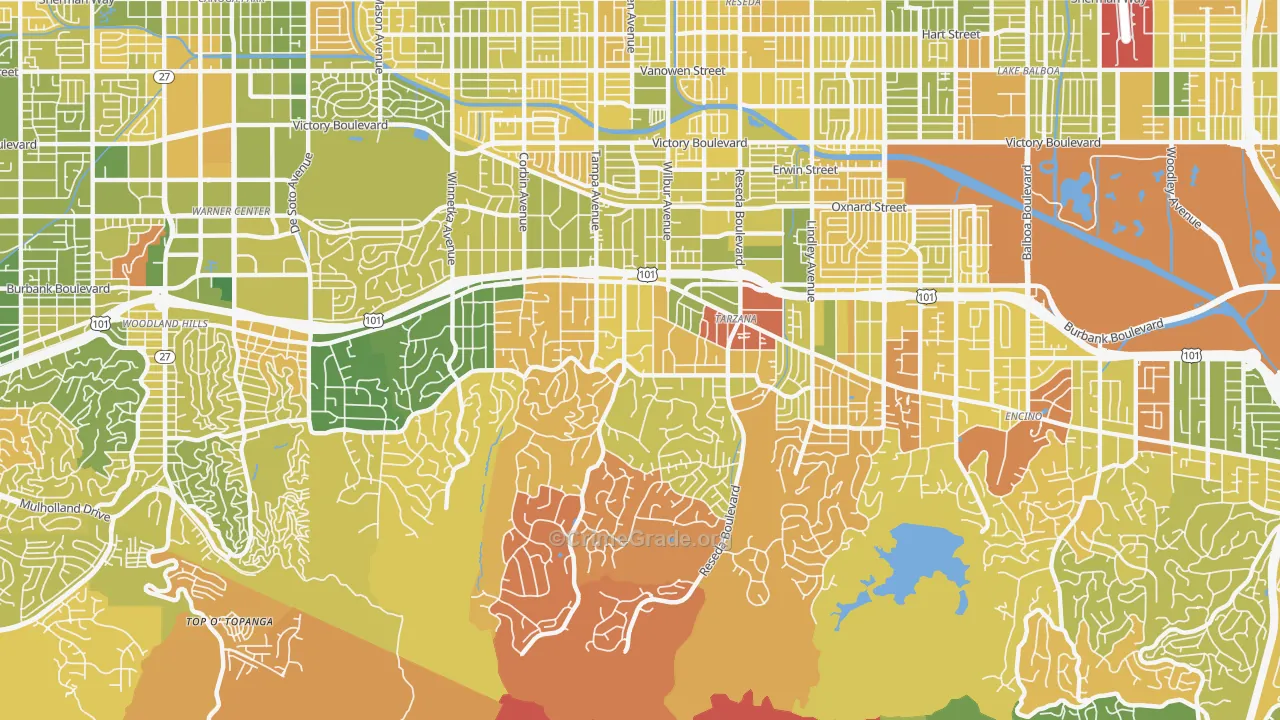 Tarzana, CA Map of Murder Rates