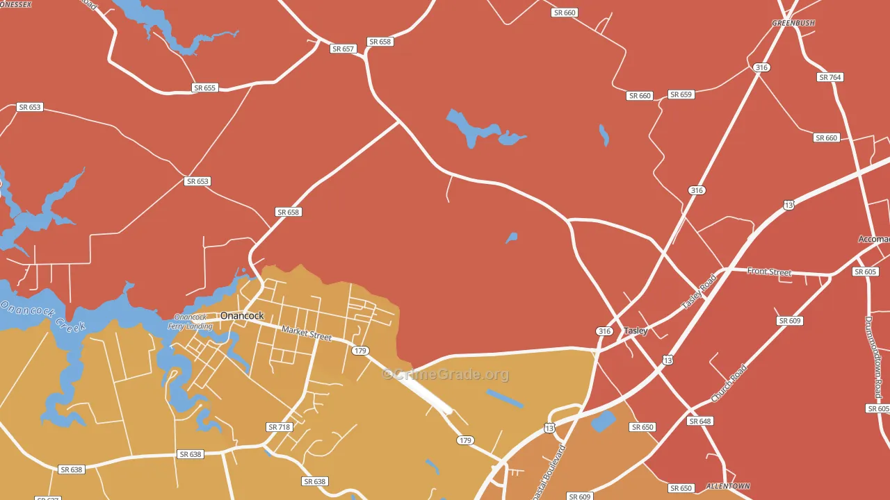 Tasley, VA Map of Murder Rates