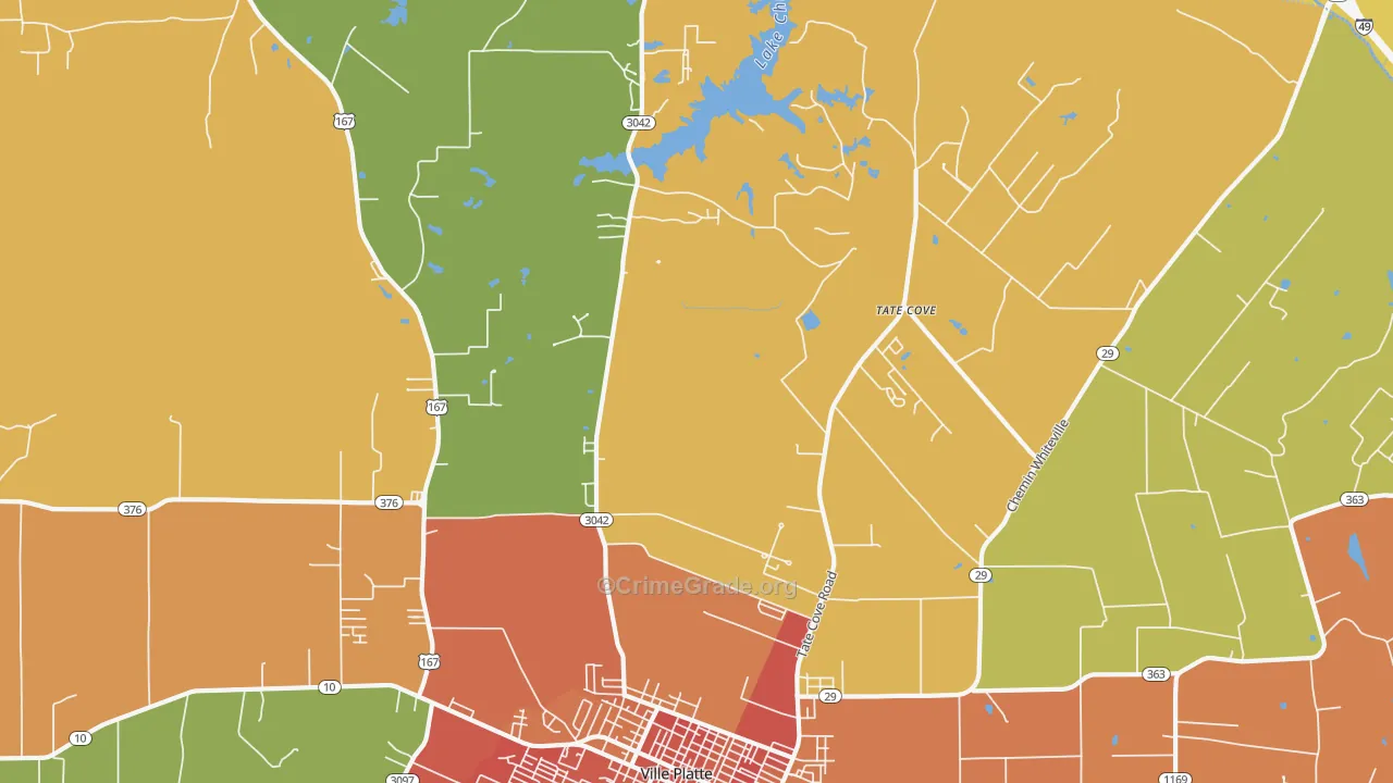 Tate Cove, LA Map of Murder Rates