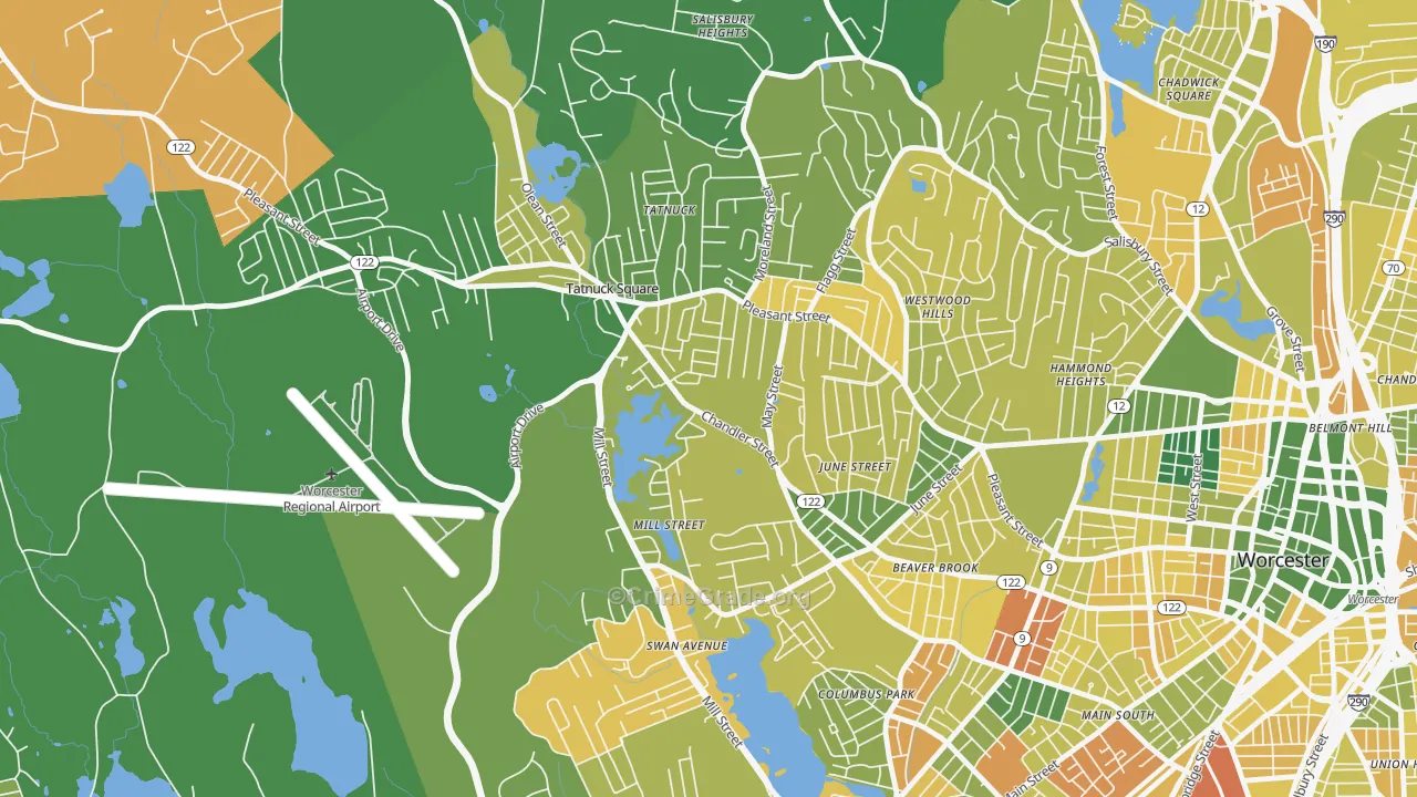 Tatnuck, Worcester, MA Map of Murder Rates