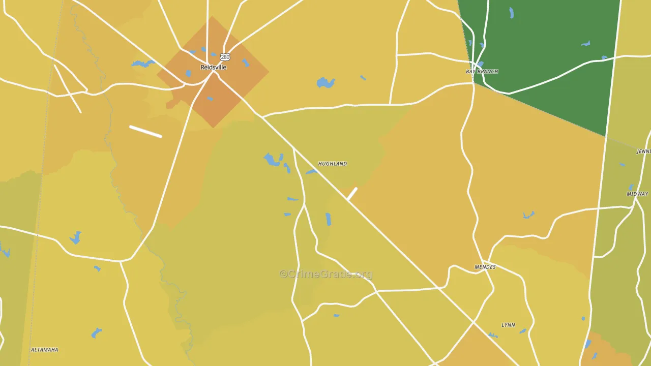 Tattnall County, GA Map of Murder Rates