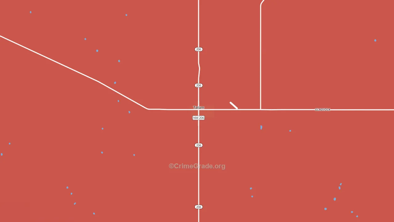 Tatum, NM Map of Murder Rates