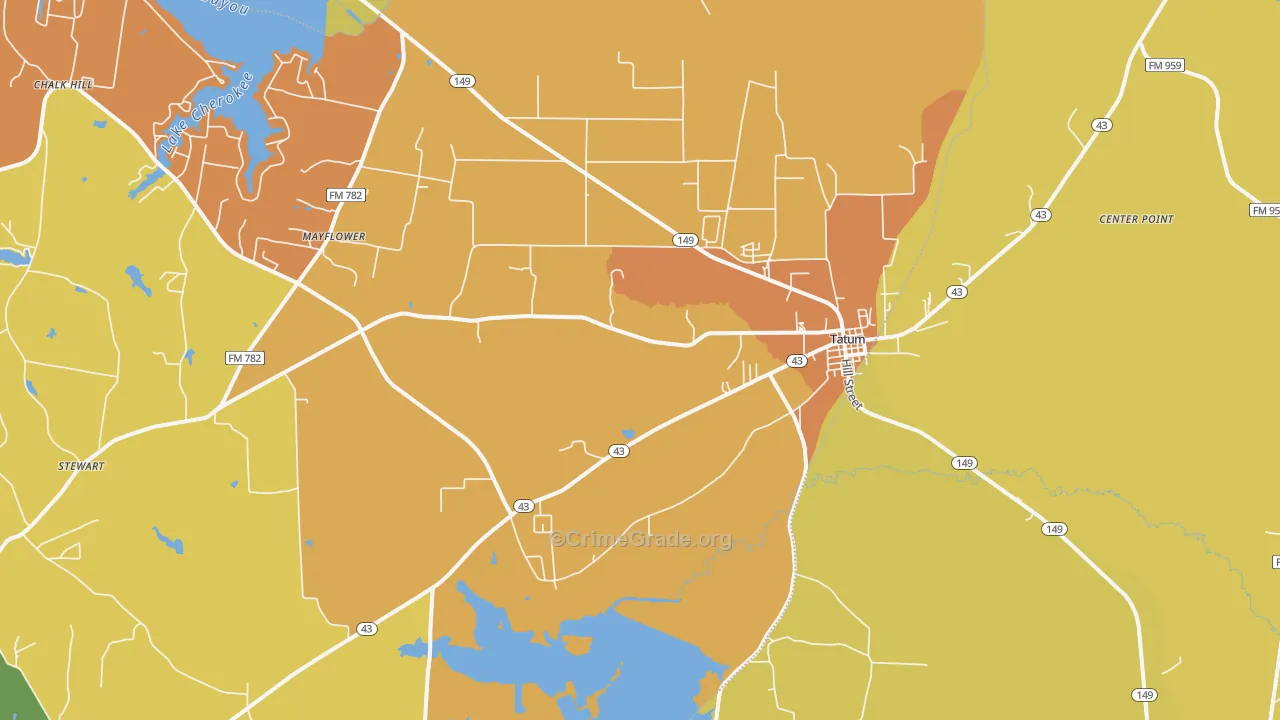 Tatum, TX Map of Murder Rates