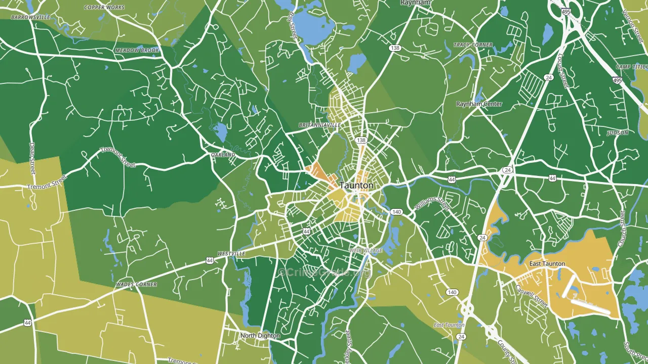 Taunton, MA Map of Murder Rates