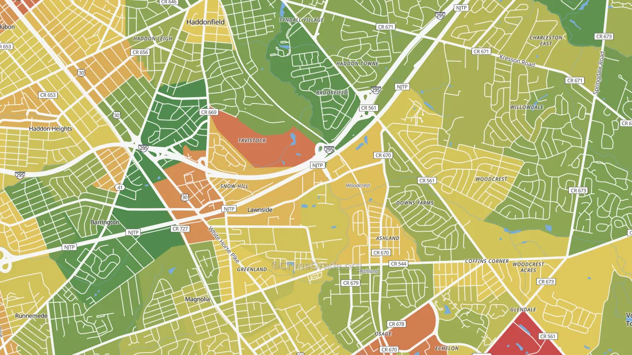 Tavistock, NJ Map of Murder Rates
