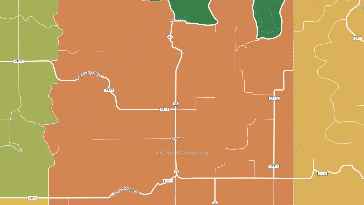 Tawney, MN Map of Murder Rates