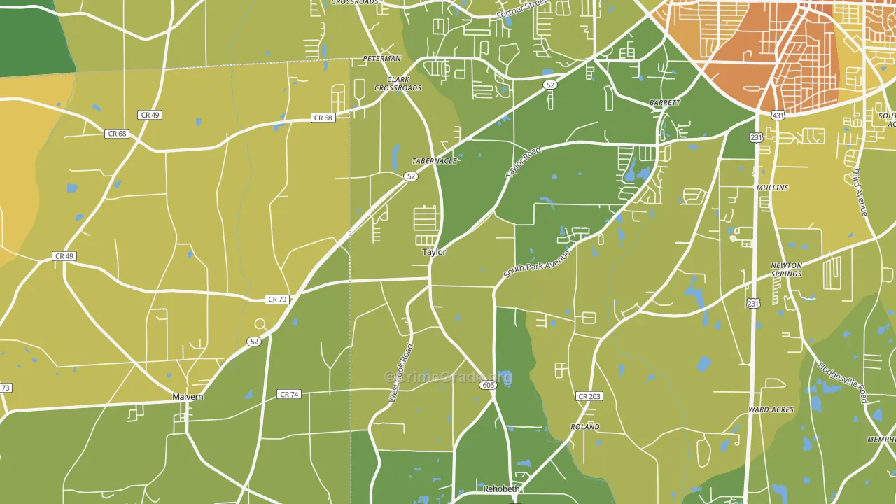 Taylor, AL Map of Murder Rates