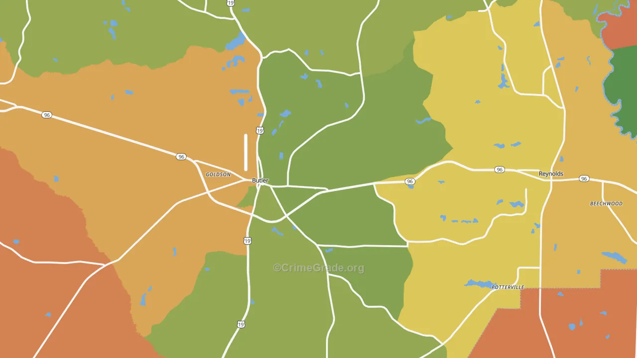 Taylor County, GA Map of Murder Rates