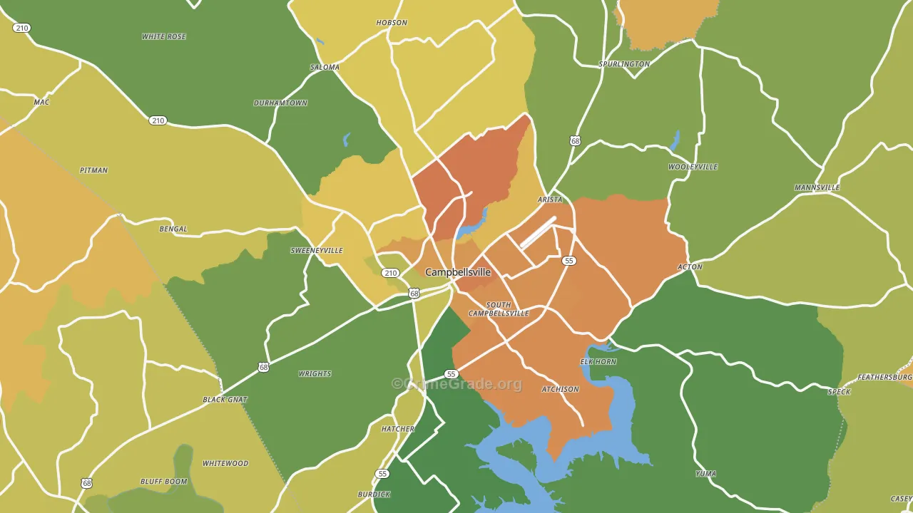 Taylor County, KY Map of Murder Rates