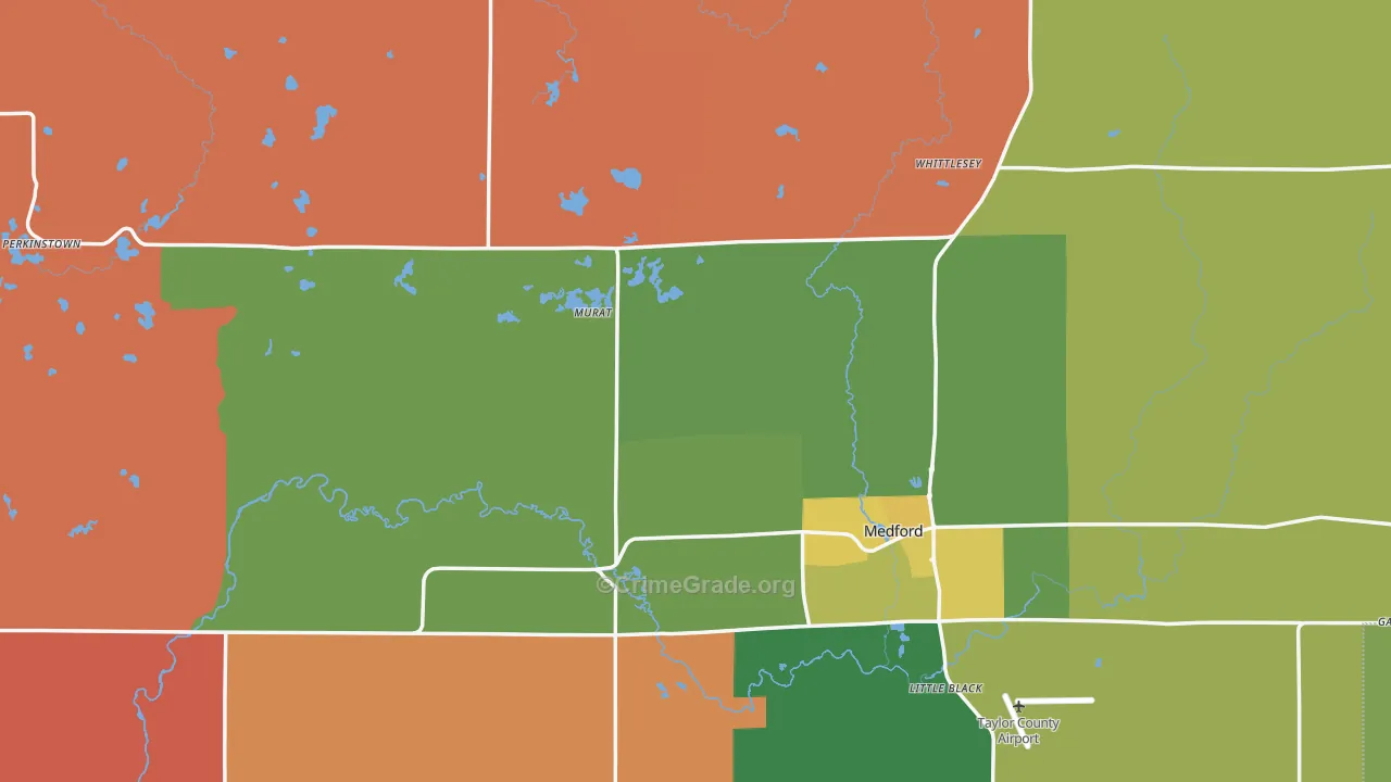 Taylor County, WI Map of Murder Rates