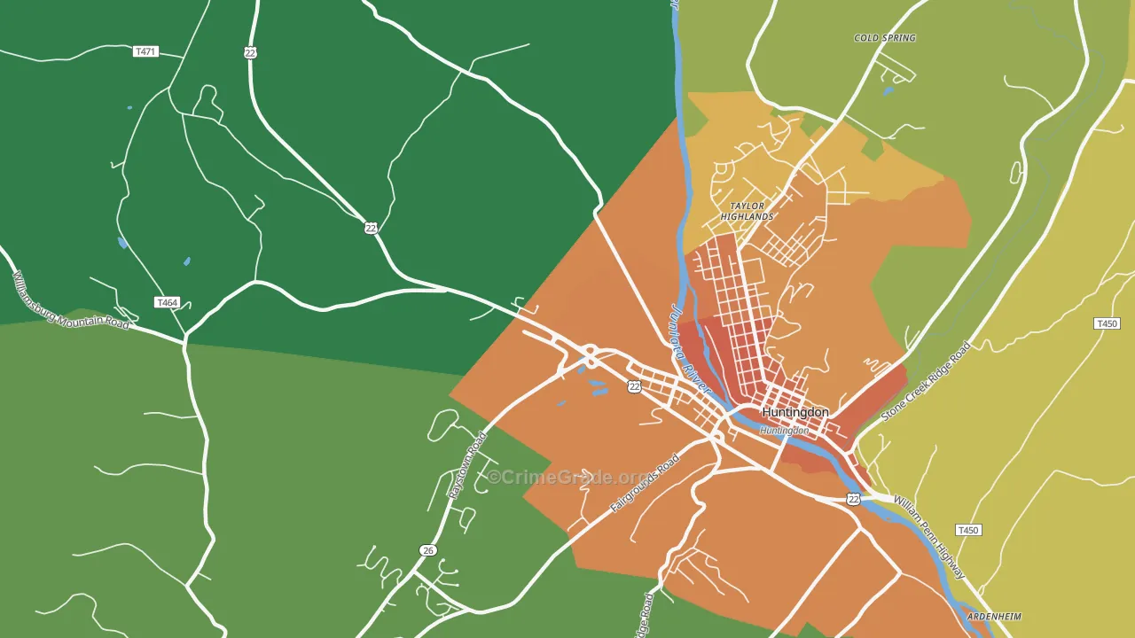 Taylor Highlands, PA Map of Murder Rates