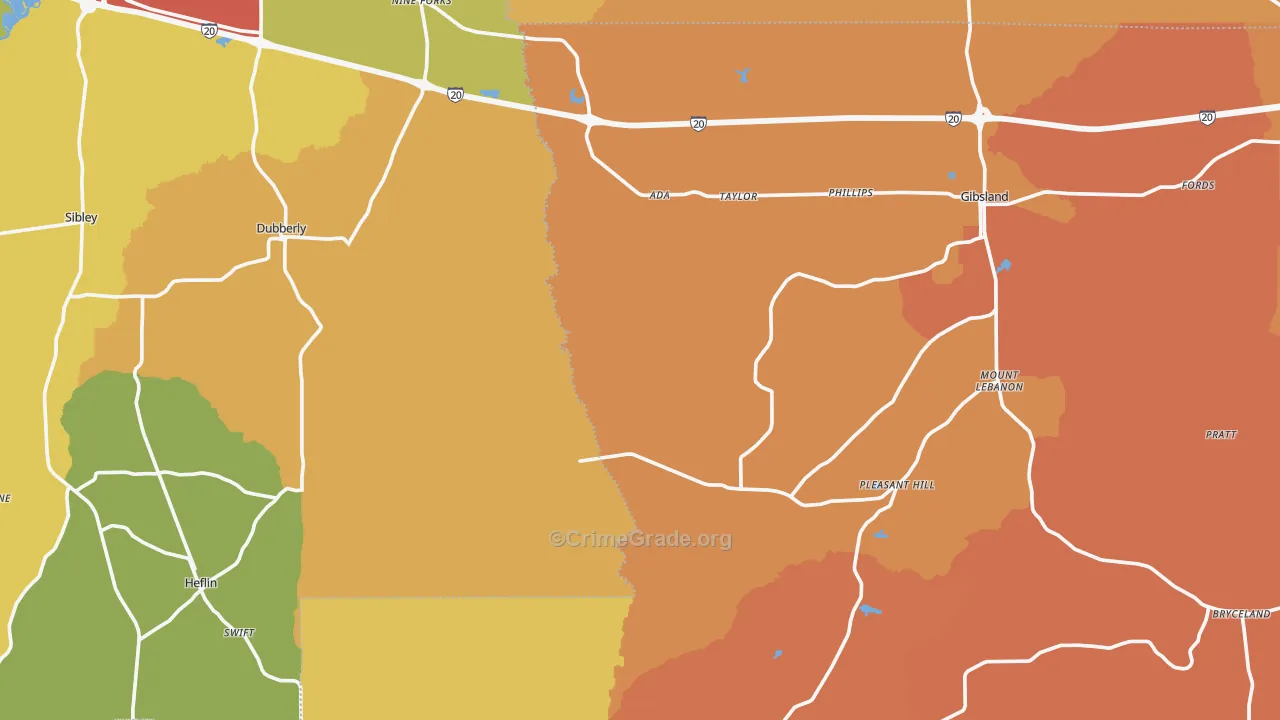Taylor, LA Map of Murder Rates