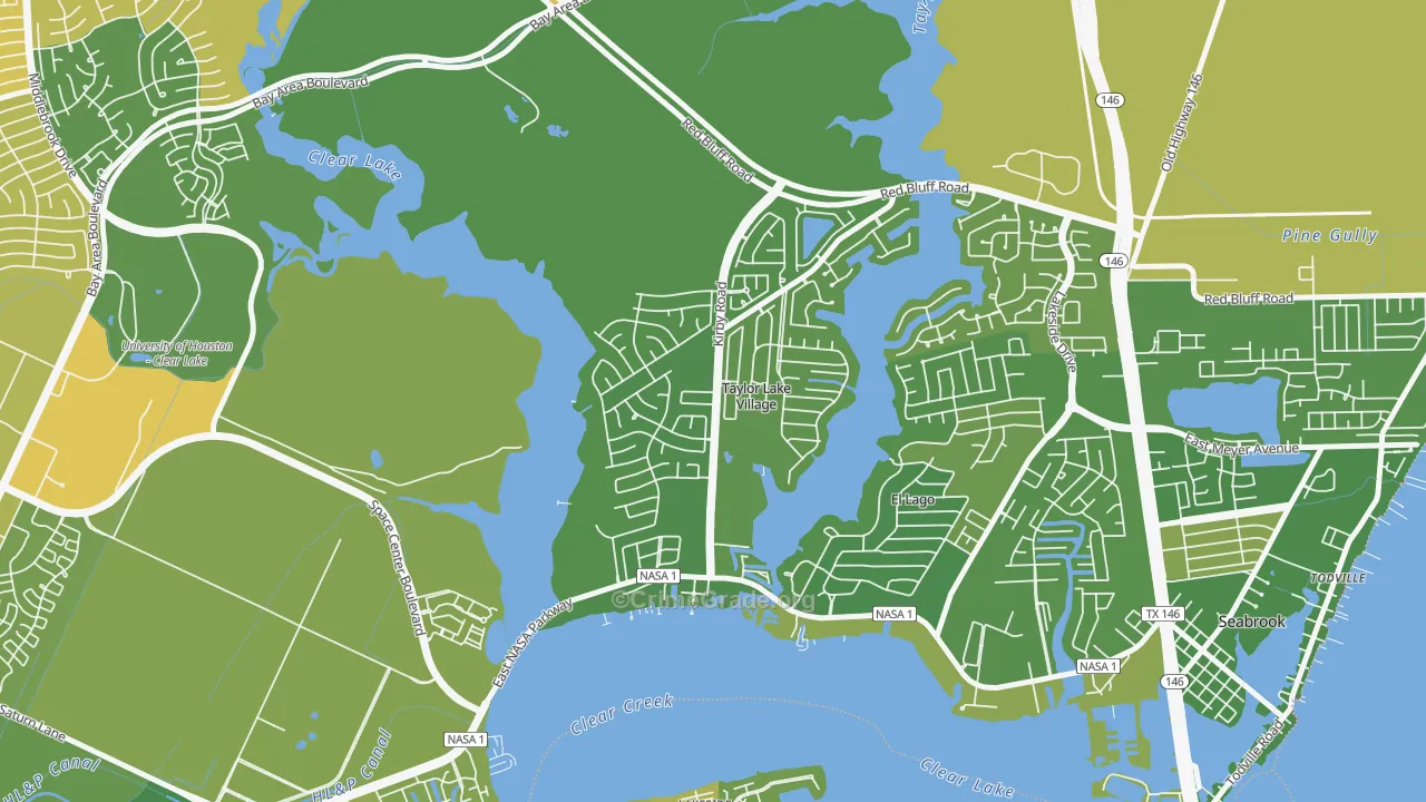 Taylor Lake Village, TX Map of Murder Rates