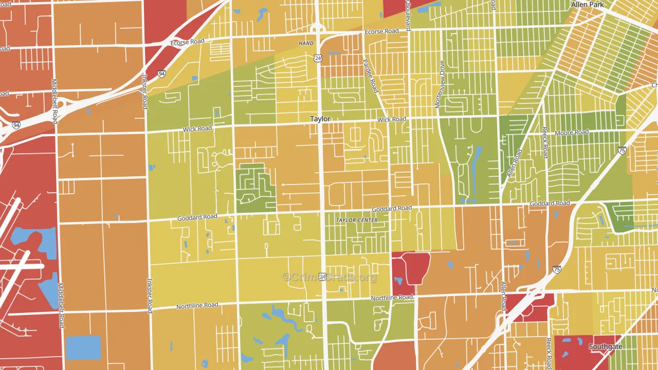 Taylor, MI Map of Murder Rates
