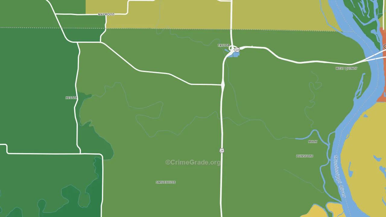 Taylor, MO Map of Murder Rates