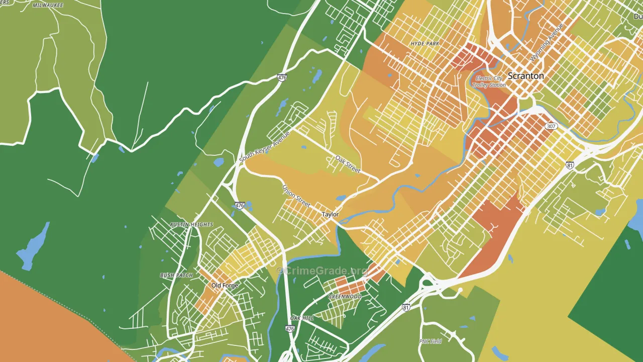Taylor, PA Map of Murder Rates
