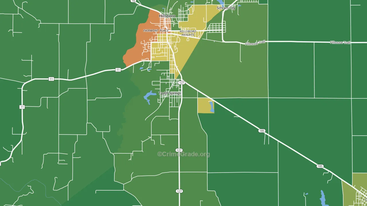 Taylor Springs, IL Map of Murder Rates