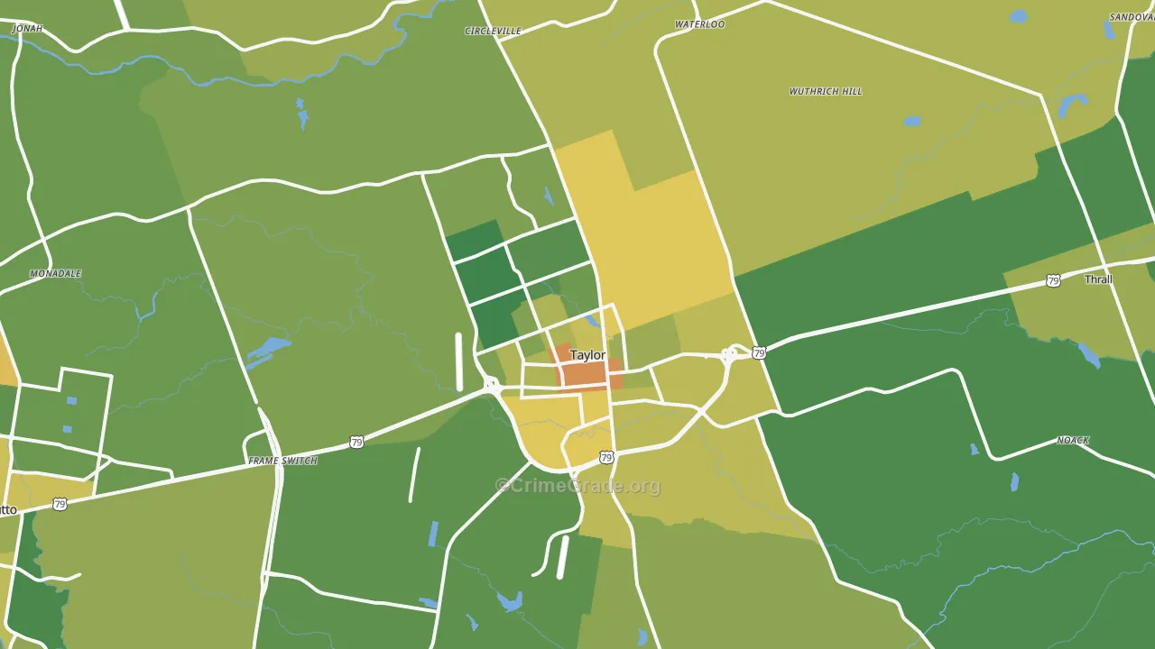 Taylor, TX Map of Murder Rates
