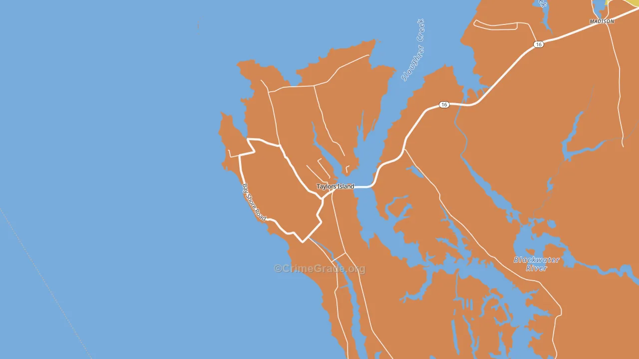 Taylors Island, MD Map of Murder Rates