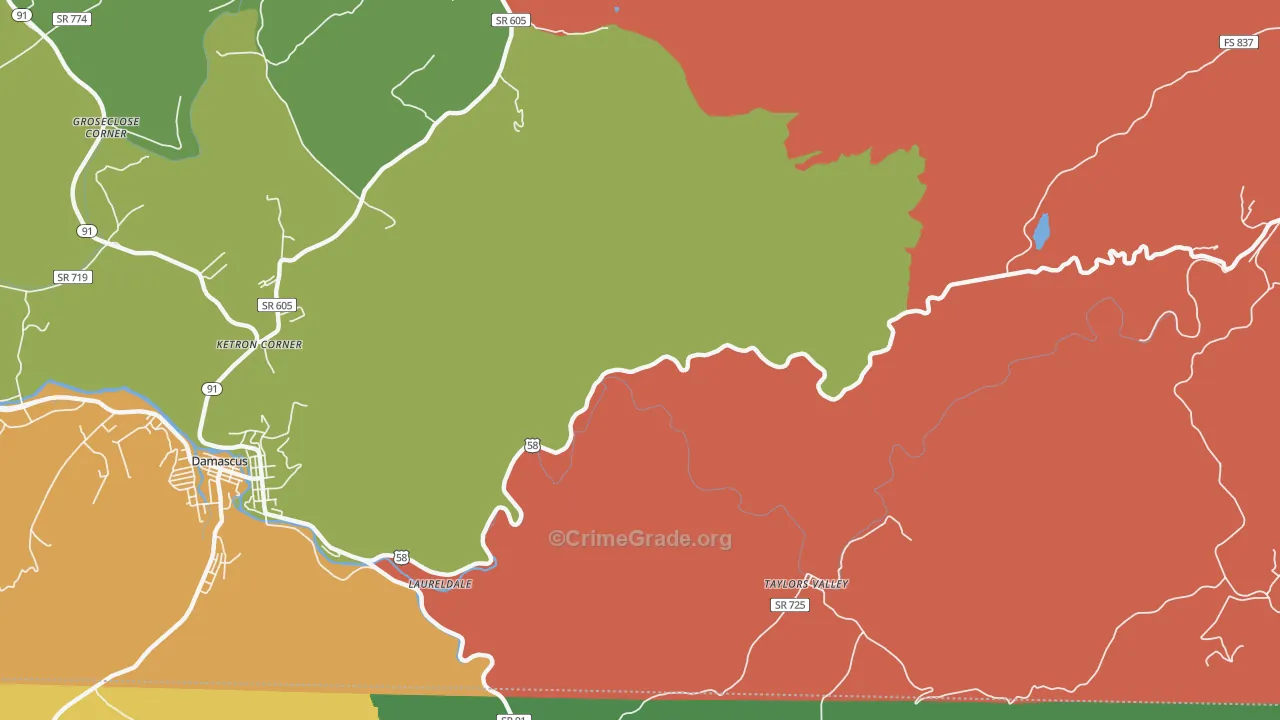 Taylors Valley, VA Map of Murder Rates