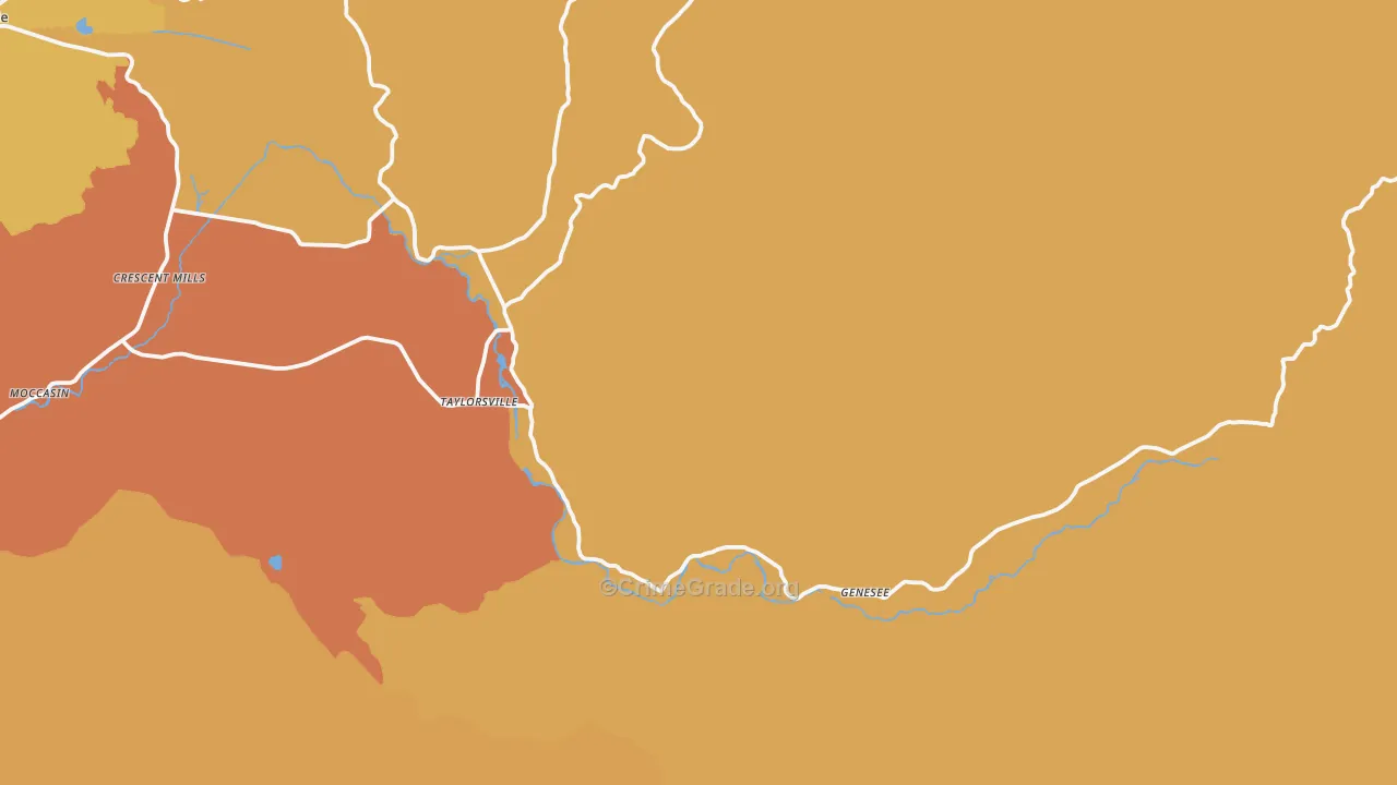 Taylorsville, CA Map of Murder Rates