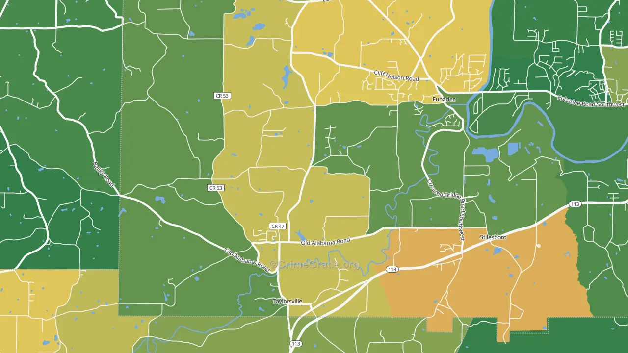 Taylorsville, GA Map of Murder Rates