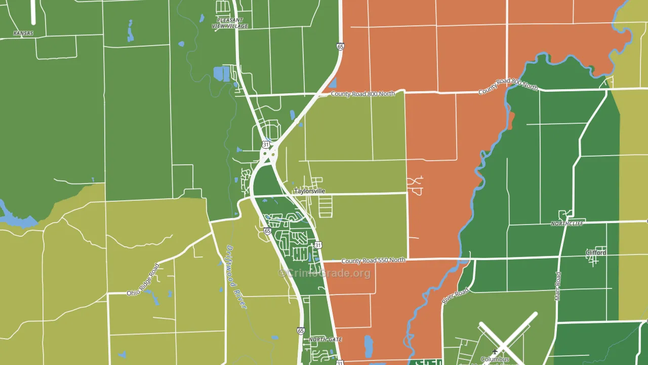 Taylorsville, IN Map of Murder Rates