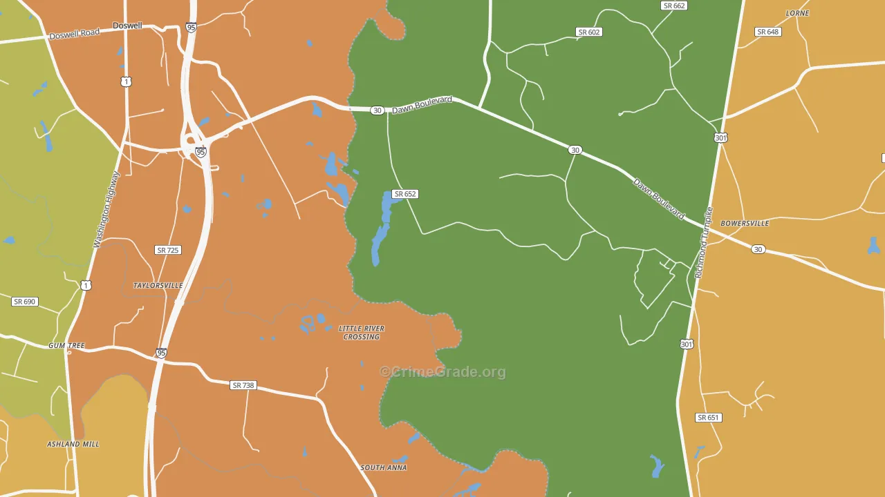 Taylorsville, VA Map of Murder Rates